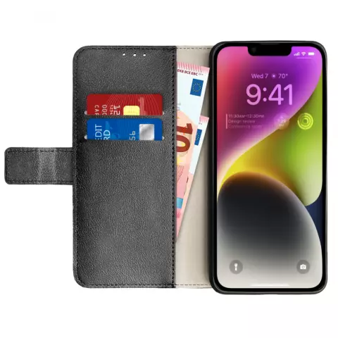 Just in Case Wallet Case hoesje geschikt voor iPhone 14 - zwart