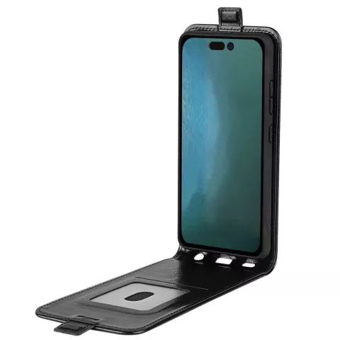 Just in Case Vertical Flip Case hoesje voor iPhone 14 - zwart