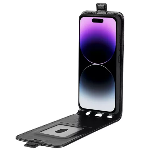 Just in Case Vertical Flip Case hoesje voor iPhone 14 Pro - zwart