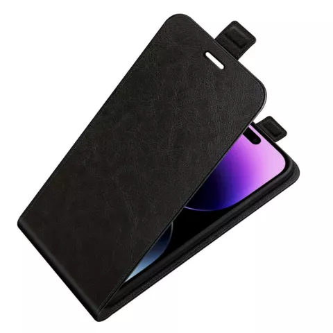 Just in Case Vertical Flip Case hoesje geschikt voor iPhone 14 Pro - zwart