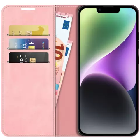 Just in Case Wallet Case Magnetic hoesje voor iPhone 14 - roze