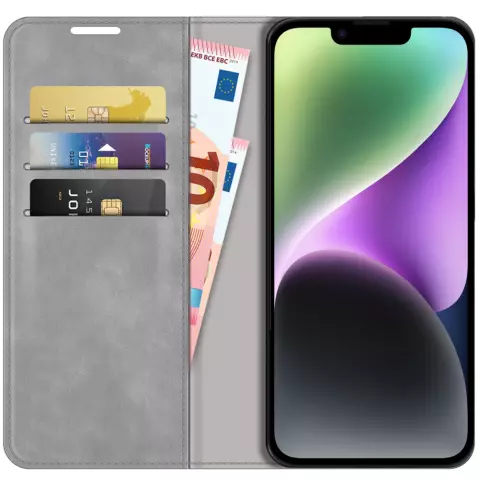 Just in Case Wallet Case Magnetic hoesje voor iPhone 14 - grijs