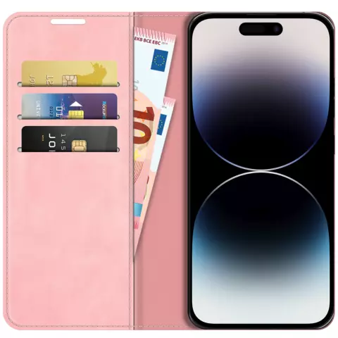 Just in Case Wallet Case Magnetic hoesje voor iPhone 14 Pro - roze