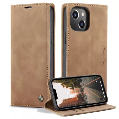 Caseme Retro Wallet Case hoesje geschikt voor iPhone 14 - bruin