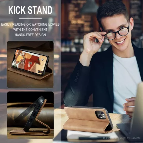 Caseme Retro Wallet Case hoesje geschikt voor iPhone 14 - bruin