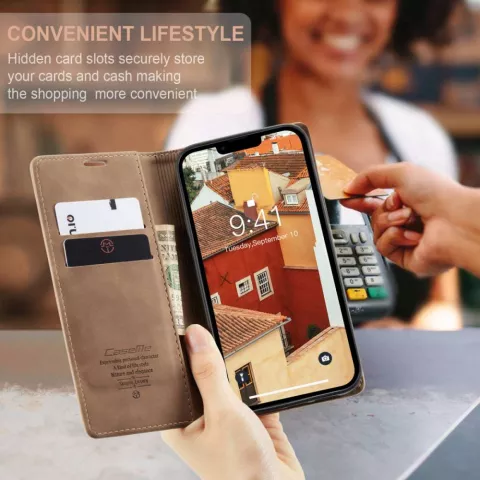 Caseme Retro Wallet Case hoesje geschikt voor iPhone 14 - bruin