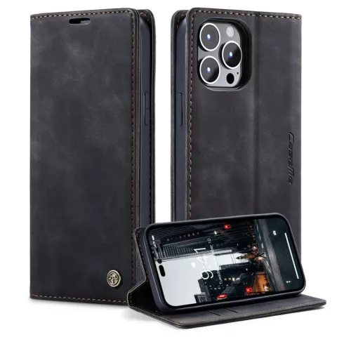 Caseme Retro Wallet Case hoesje voor iPhone 14 Pro - zwart