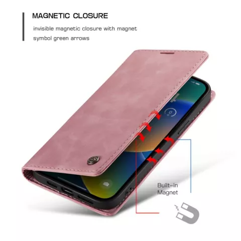 Caseme Retro Wallet Case hoesje voor iPhone 14 Plus - roze