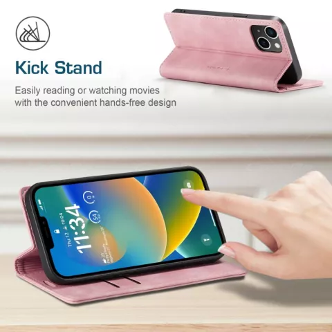 Caseme Retro Wallet Case hoesje voor iPhone 14 Plus - roze