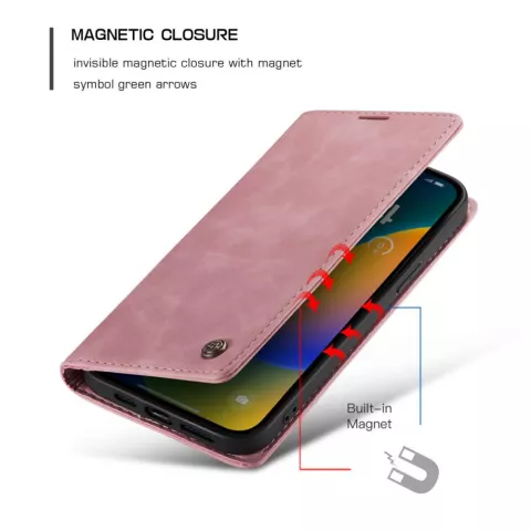 Caseme Retro Wallet Case hoesje geschikt voor iPhone 14 Pro Max - roze