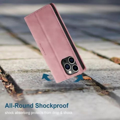 Caseme Retro Wallet Case hoesje geschikt voor iPhone 14 Pro Max - roze