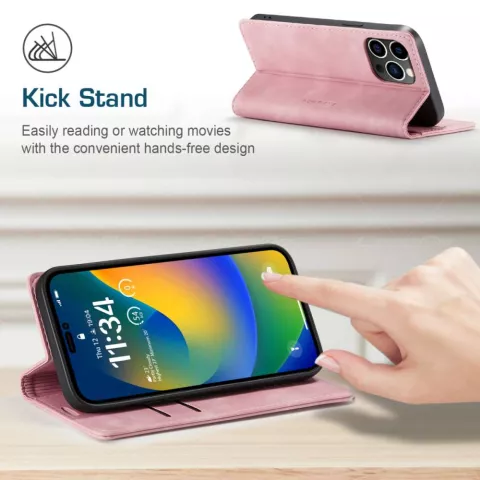 Caseme Retro Wallet Case hoesje geschikt voor iPhone 14 Pro Max - roze