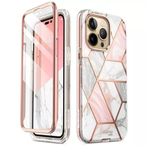 Supcase Cosmo Case Marble hoesje geschikt voor iPhone 14 Pro Max - rose gold