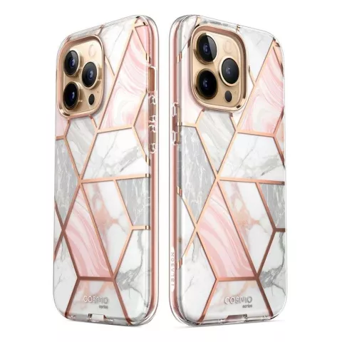 Supcase Cosmo Case Marble hoesje geschikt voor iPhone 14 Pro Max - rose gold