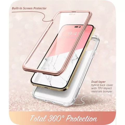 Supcase Cosmo Case Marble hoesje geschikt voor iPhone 14 Pro Max - rose gold