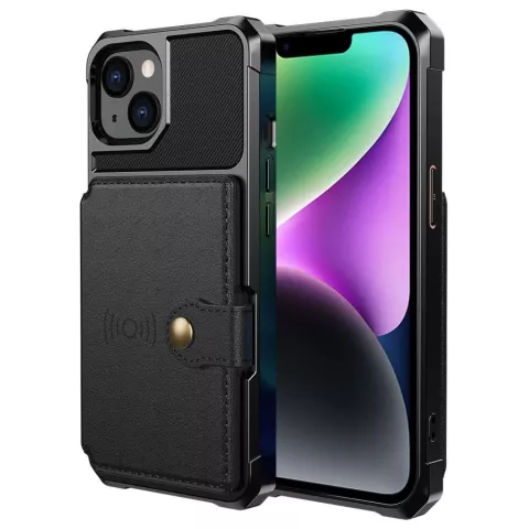 Just in Case Magnetic Card Holder Hybrid Case hoesje geschikt voor iPhone 14 - zwart