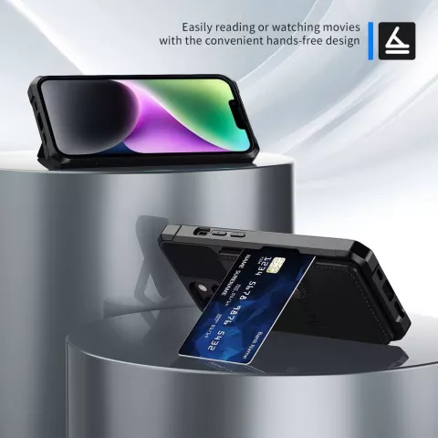 Just in Case Magnetic Card Holder Hybrid Case hoesje voor iPhone 14 - zwart