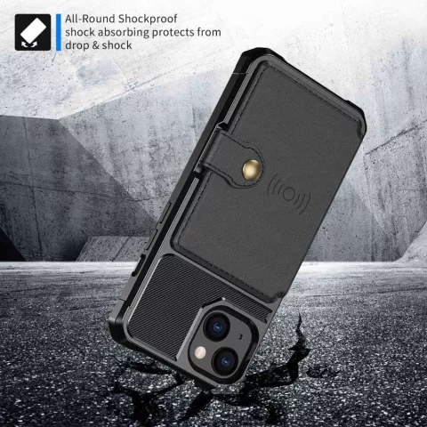 Just in Case Magnetic Card Holder Hybrid Case hoesje geschikt voor iPhone 14 - zwart