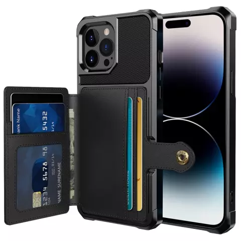 Just in Case Magnetic Card Holder Hybrid Case hoesje geschikt voor iPhone 14 Pro - zwart