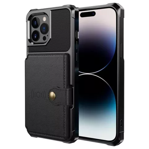 Just in Case Magnetic Card Holder Hybrid Case hoesje geschikt voor iPhone 14 Pro - zwart