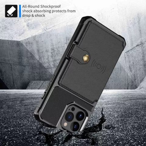 Just in Case Magnetic Card Holder Hybrid Case hoesje voor iPhone 14 Pro - zwart