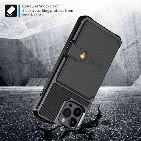 Just in Case Magnetic Card Holder Hybrid Case hoesje geschikt voor iPhone 14 Pro - zwart