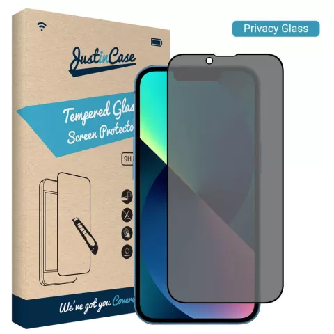 Just in Case Privacy Tempered Glass voor iPhone 14 - gehard glas