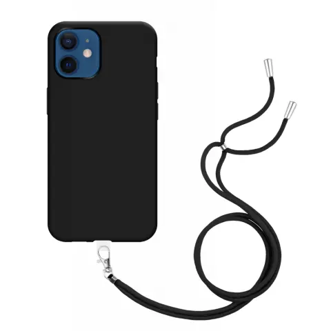 Just in Case Soft TPU Hoesje met Koord voor iPhone 12 en iPhone 12 Pro - zwart