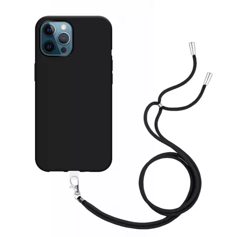 Just in Case Soft TPU Hoesje met Koord geschikt voor iPhone 12 Pro Max - zwart
