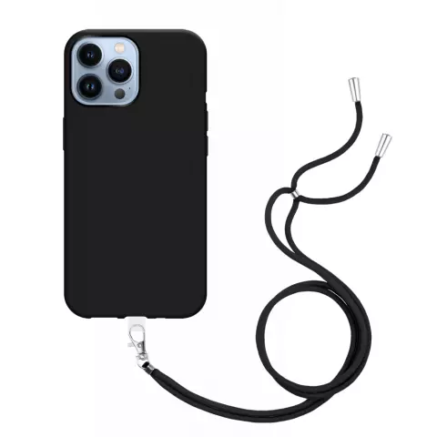 Just in Case Soft TPU Hoesje met Koord geschikt voor iPhone 13 Pro Max - zwart
