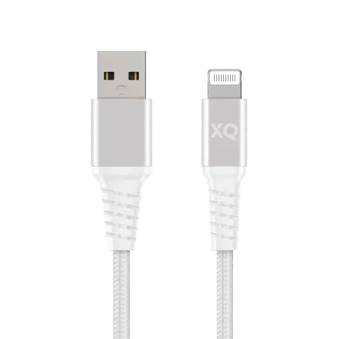 XQISIT Braided MFi Lightning naar USB-A kabel 200cm - Wit