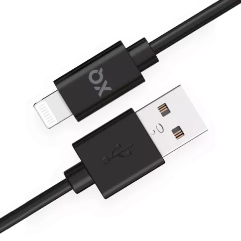 XQISIT Charge &amp; Sync MFi Lightning naar USB-A 2.0 100cm - Zwart