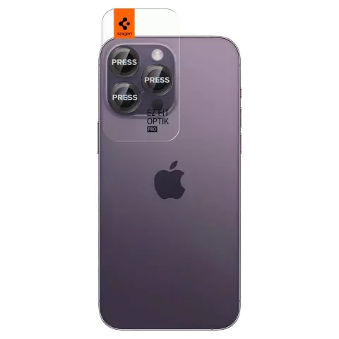 Spigen Glas tR EZ Fit Optik Pro Lens 2 Pack voor iPhone 14 Pro en iPhone 14 Pro Max - zwart