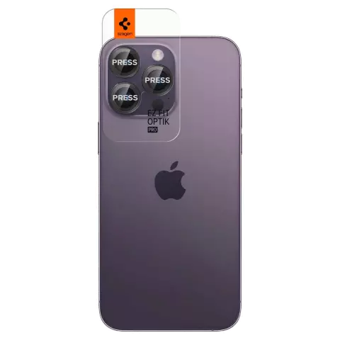 Spigen Glas tR EZ Fit Optik Pro Lens 2 Pack geschikt voor iPhone 14 Pro en iPhone 14 Pro Max - zwart