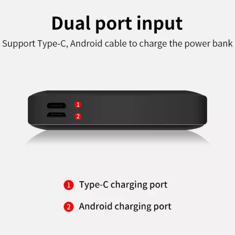 Solar Powerbank Oplader op Zonne-energie 10000mAh 3 USB-A Poorten met USB-C en Micro-USB - Zwart