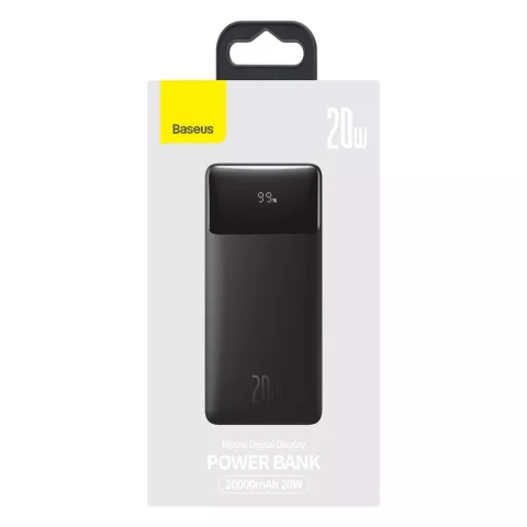 Baseus Bipow Powerbank 20000mAh 20W Quick Charge Dual USB-A en USB-C - Zwart