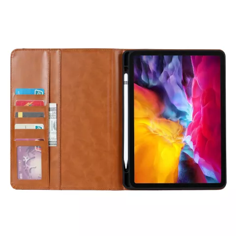 Lederen iPad Pro 12.9-inch (2018 2020 2021 2022) Case Hoes Wallet Portemonnee - Bruin Apple Pencil