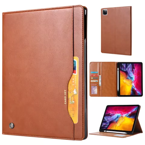 Lederen iPad Pro 12.9-inch (2018 2020 2021 2022) Case Hoes Wallet Portemonnee - Bruin Apple Pencil