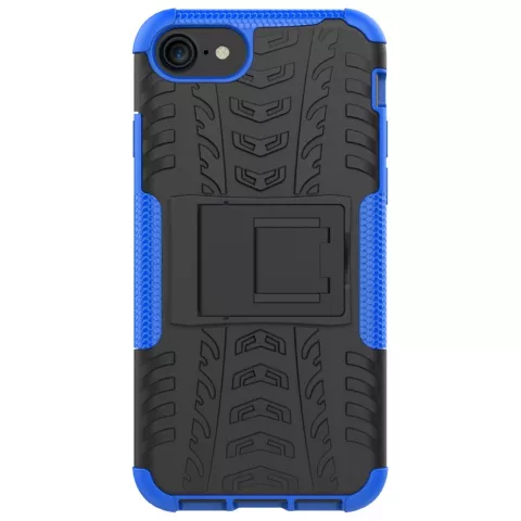 Blauw zwarte hybride standaard case iPhone 7 8 SE 2020 SE 2022 hoesje cover shockproof
