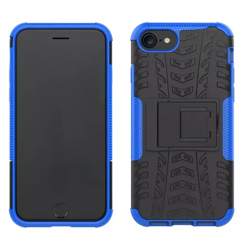 Blauw zwarte hybride standaard case iPhone 7 8 SE 2020 SE 2022 hoesje cover shockproof