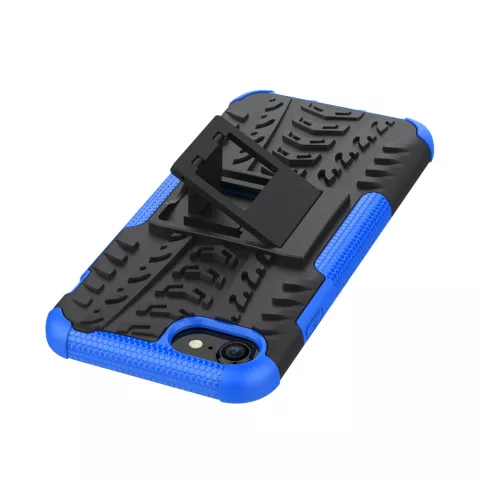 Blauw zwarte hybride standaard case iPhone 7 8 SE 2020 SE 2022 hoesje cover shockproof