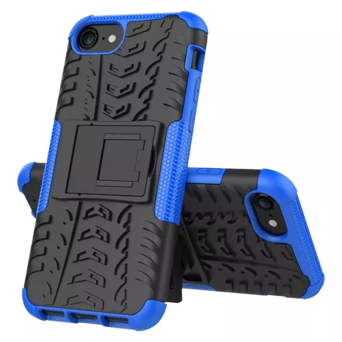 Blauw zwarte hybride standaard case iPhone 7 8 SE 2020 SE 2022 hoesje cover shockproof