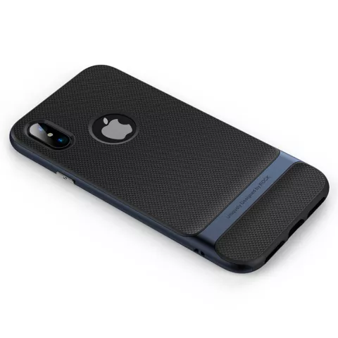 Rock Royce series Navy Blue iPhone X XS hoesje case - Blauw - Zwart