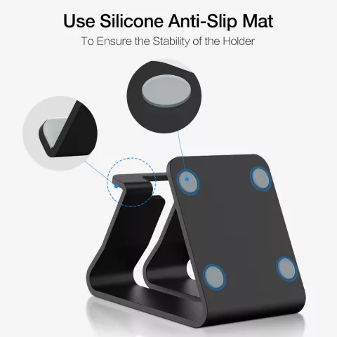 Mobiel / GSM design standaard universeel aluminium geschikt voor iPhone bureau houder - mat zwart