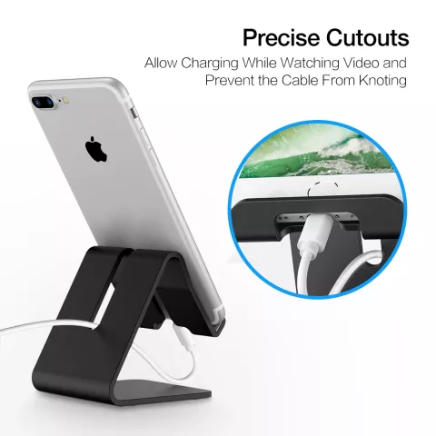 Mobiel / GSM design standaard universeel aluminium geschikt voor iPhone bureau houder - mat zwart