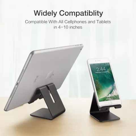 Mobiel / GSM design standaard universeel aluminium geschikt voor iPhone bureau houder - mat zwart