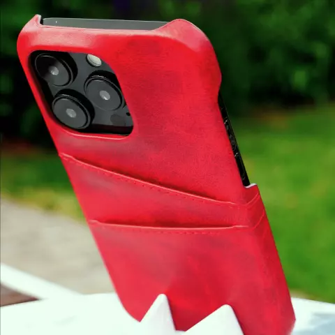 Duo Cardslot Wallet kunstleer hoesje voor iPhone 14 Pro - rood