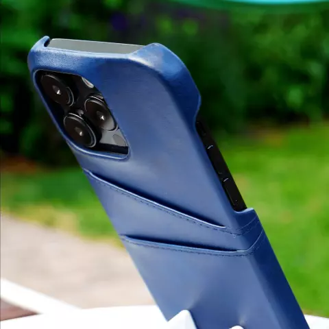 Duo Cardslot Wallet Pasjes Hoes Leer iPhone XR - Blauw