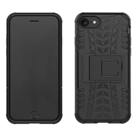 Zwarte hybride standaard case iPhone 7 8 SE 2020 SE 2022 hoesje cover shockproof