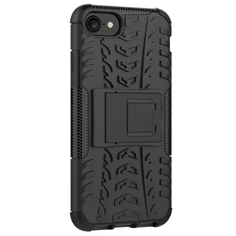 Zwarte hybride standaard case iPhone 7 8 SE 2020 SE 2022 hoesje cover shockproof